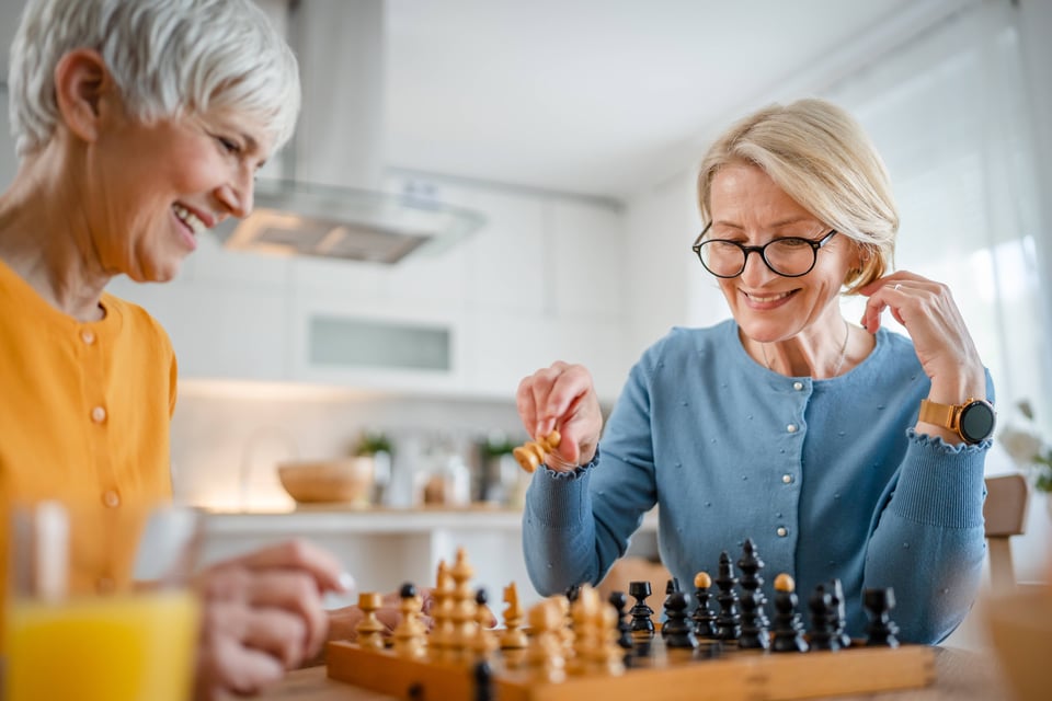 Two senior mature women